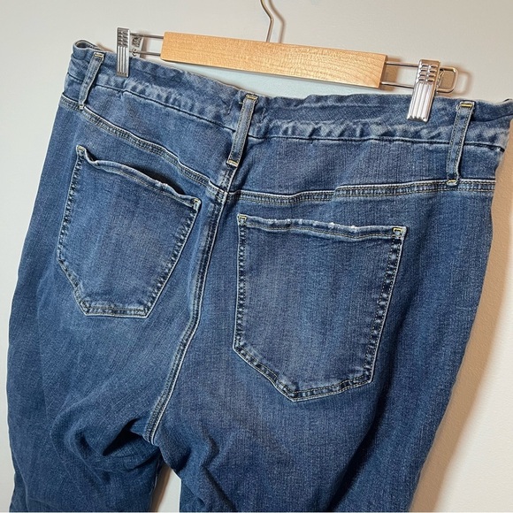Express Cropped Flare Jeans Womens XL (18-20) High Rise Dark Wash Raw Hem FlexX‎ - Picture 7 of 11